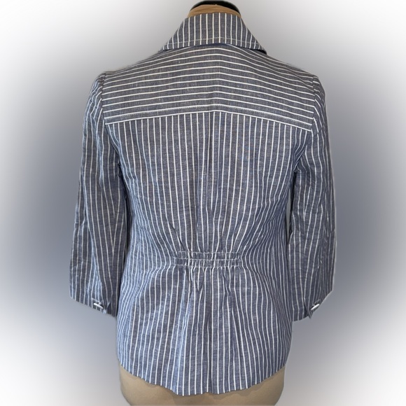 Kate Spade Broome Street Blue Striped Linen Blend Blazer - Picture 3 of 5